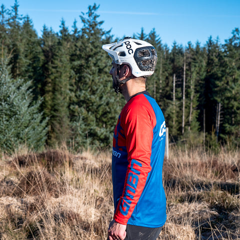 GMBN Descent Jersey Long Sleeve - Navy & Red Tyre