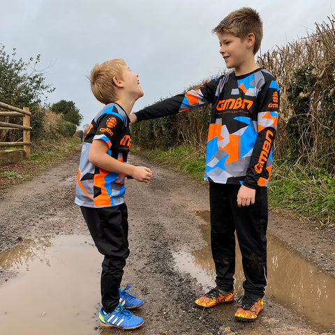 GMBN Kids Archive Camo Jersey Short Sleeve - Orange & Blue