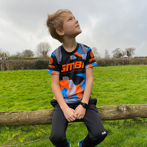 GMBN Kids Archive Camo Jersey Short Sleeve - Orange & Blue