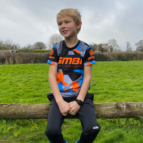 GMBN Kids Archive Camo Jersey Short Sleeve - Orange & Blue
