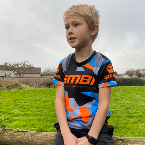 GMBN Kids Archive Camo Jersey Short Sleeve - Orange & Blue