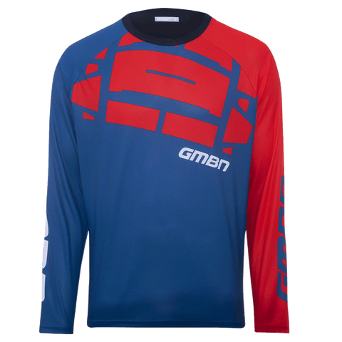 GMBN Descent Jersey Long Sleeve - Navy & Red Tyre