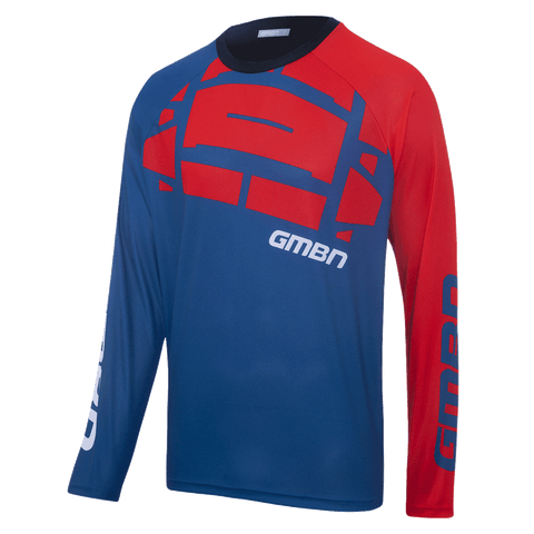 GMBN Descent Jersey Long Sleeve - Navy & Red Tyre