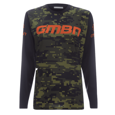 GMBN Women's Descent Jersey Long Sleeve - Camo Green & Orange