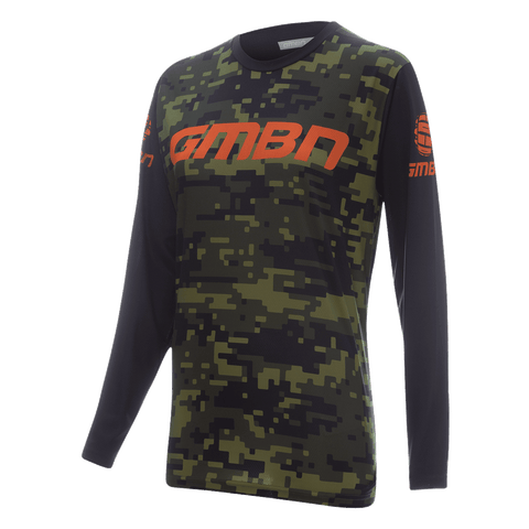 GMBN Women's Descent Jersey Long Sleeve - Camo Green & Orange