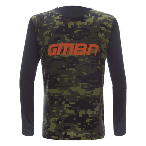 GMBN Kids Descent Jersey Long Sleeve - Camo Green & Orange