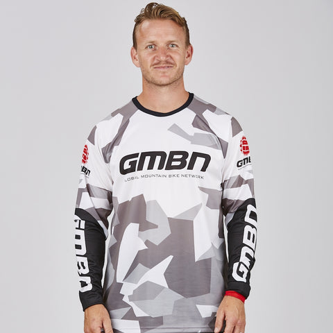 GMBN Archive Camo Jersey Long Sleeve - White & Grey