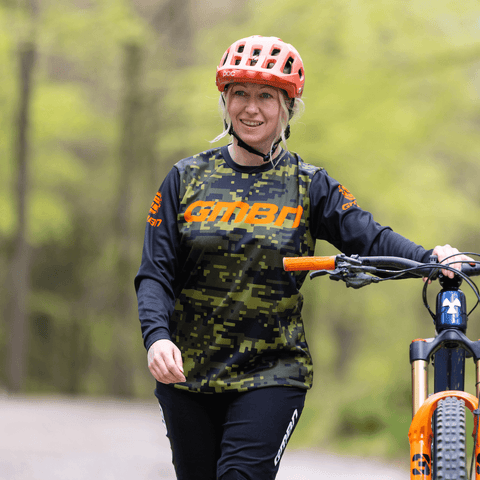 GMBN Women's Descent Jersey Long Sleeve - Camo Green & Orange