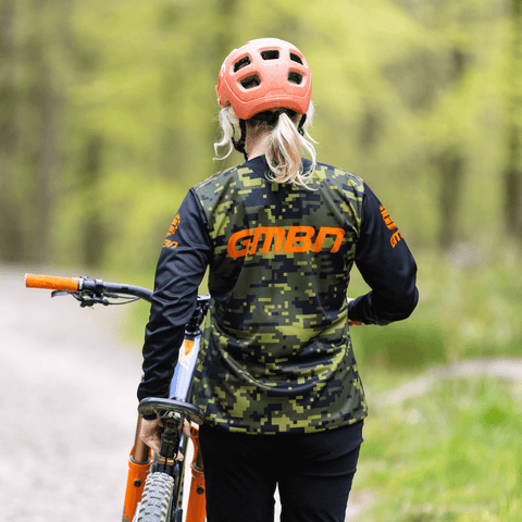 GMBN Women's Descent Jersey Long Sleeve - Camo Green & Orange