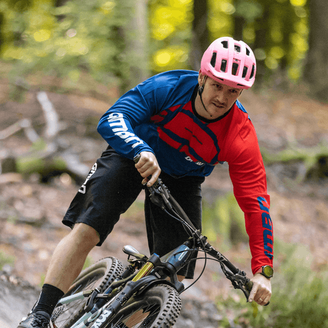 GMBN Descent Jersey Long Sleeve - Navy & Red Tyre